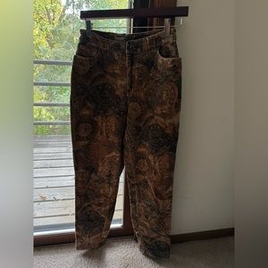 Brown Paisley Corduroy Pants